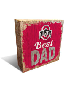 Red Ohio State Buckeyes Best Dad Block Sign