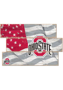 Ohio State Buckeyes Flag 3 Plank Sign