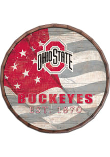 Ohio State Buckeyes Flag 16 Inch Barrel Top Sign