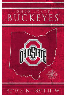 Ohio State Buckeyes Coordinates 17x26 Sign