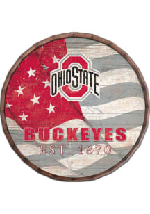 Ohio State Buckeyes Flag 24 Inch Barrel Top Sign