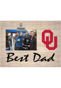 Oklahoma Sooners Best Dad Burlap Clip Picture Frame