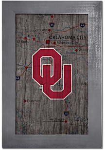 Oklahoma Sooners City Map Sign - Red