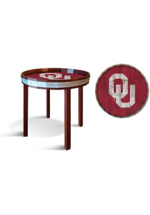 Oklahoma Sooners 24 Inch Barrel Top Side Red End Table