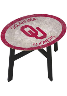Oklahoma Sooners Distressed Side Red End Table