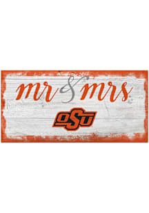 Oklahoma State Cowboys Script Mr and Mrs Sign - Black