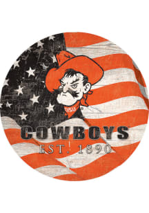 Oklahoma State Cowboys Team Color Flag 12 Inch Circle Sign