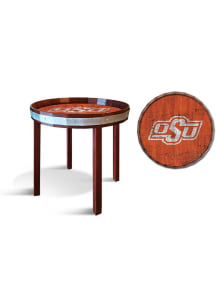 Oklahoma State Cowboys 24 Inch Barrel Top Side Black End Table