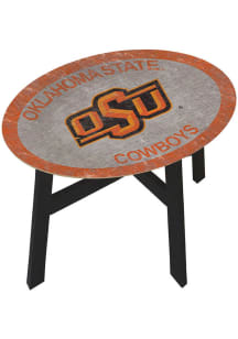 Oklahoma State Cowboys Distressed Side Black End Table
