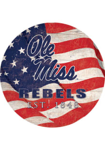 Ole Miss Rebels Team Color Flag 12 Inch Circle Sign