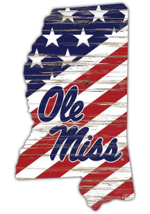 Ole Miss Rebels 12 Inch USA State Cutout Sign