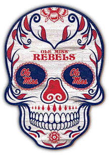 Ole Miss Rebels 12 Inch Sugar Skull Sign - Blue