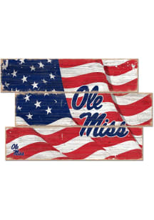 Ole Miss Rebels Flag 3 Plank Sign
