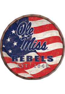 Ole Miss Rebels Flag 16 Inch Barrel Top Sign