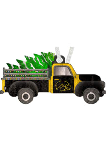 Black Iowa Hawkeyes Christmas Truck Ornament