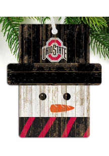 Red Ohio State Buckeyes Snowman Ornament