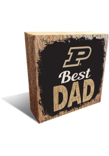 Black Purdue Boilermakers Best Dad Block Sign