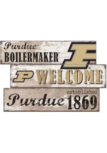 Purdue Boilermakers Welcome 3 Plank Sign