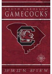South Carolina Gamecocks Coordinates 17x26 Sign