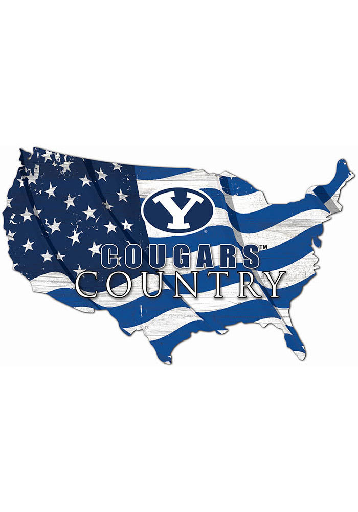 BYU Cougars USA Shape Flag Cutout Sign