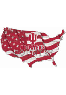 Red Indiana Hoosiers USA Shape Flag Cutout Sign