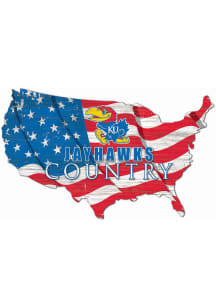 Kansas Jayhawks USA Shape Flag Cutout Sign