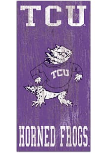 TCU Horned Frogs Heritage Logo 6x12 Sign - Purple