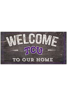 TCU Horned Frogs Welcome Distressed Sign - Purple