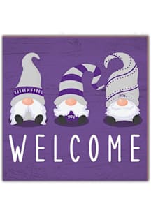 TCU Horned Frogs Welcome Gnomes Sign - Purple
