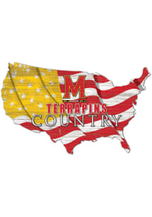 Red Maryland Terrapins USA Shape Flag Cutout Sign