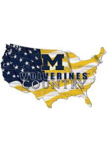 Michigan Wolverines USA Shape Flag Cutout Sign