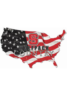 NC State Wolfpack USA Shape Flag Cutout Sign