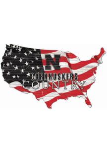 Nebraska Cornhuskers USA Shape Flag Cutout Sign