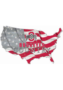 Ohio State Buckeyes USA Shape Flag Cutout Sign
