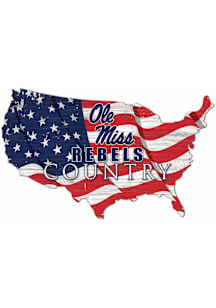 Ole Miss Rebels USA Shape Flag Cutout Sign - Red