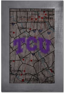 TCU Horned Frogs City Map Sign