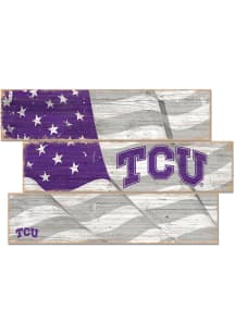 TCU Horned Frogs Flag 3 Plank Sign