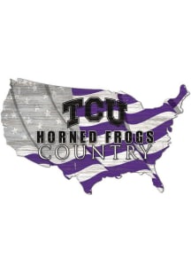 TCU Horned Frogs USA Shape Flag Cutout Sign