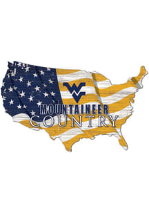 West Virginia Mountaineers USA Shape Flag Cutout Sign