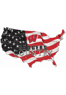 Wisconsin Badgers USA Shape Flag Cutout Sign