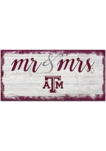 Texas A&M Aggies Script Mr and Mrs Sign - Maroon