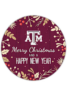 Texas A&M Aggies Merry Christmas and New Year Circle Sign - Maroon
