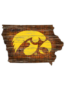 Iowa Hawkeyes Distressed State 24 Inch Sign