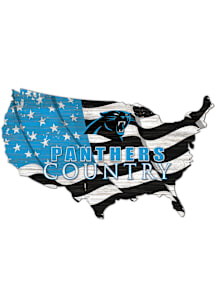Carolina Panthers USA Shape Flag Cutout Sign - Black