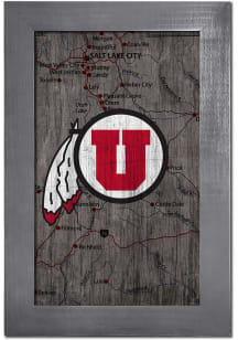 Utah Utes City Map Sign