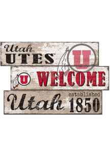 Utah Utes Welcome 3 Plank Sign