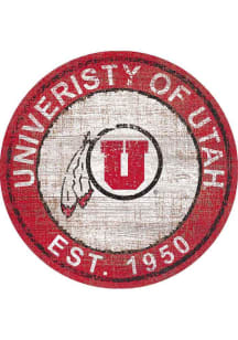 Utah Utes Round Heritage Logo Sign