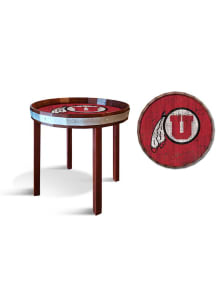 Utah Utes 24 Inch Barrel Top Side Red End Table
