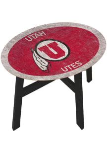 Utah Utes Distressed Side Red End Table