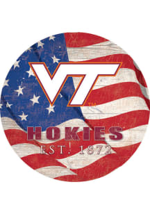 Virginia Tech Hokies Team Color Flag 12 Inch Circle Sign